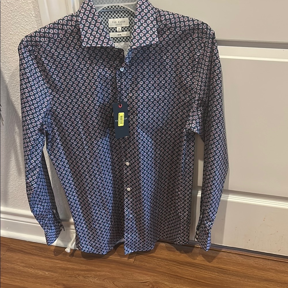 Ted Baker Navy and White Geometric Men's Shirt